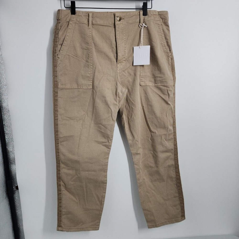 NEW PISTOLA Size 32 Pamela High Rise Straight Trousers Pants Tan Brown Utility